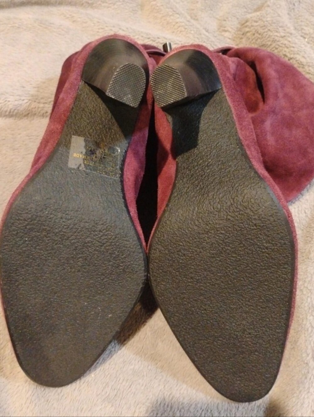 Hot in Hollywood Dark Purple Plum Suede Slouchy High Heel Boots - 8.5M - Picture 2 of 4